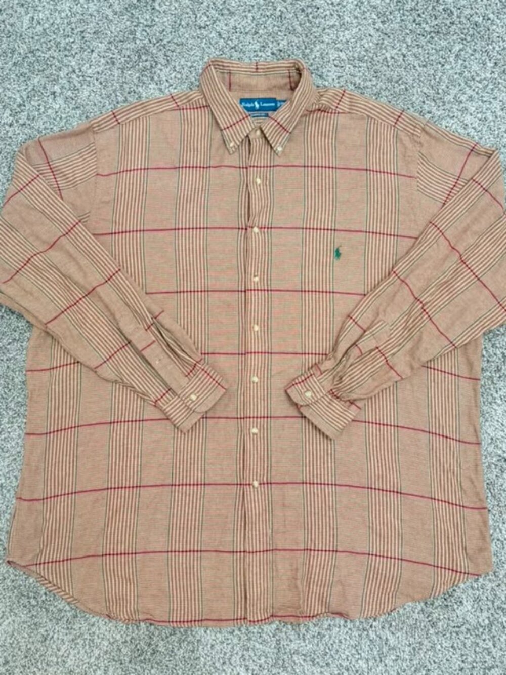 Ralph Lauren Plaid Button Down Shirt 3XLT Tall Classic Fit Big & Tall